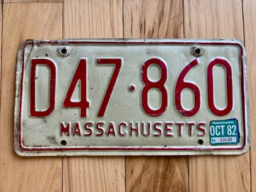 1982 Massachusetts License Plate