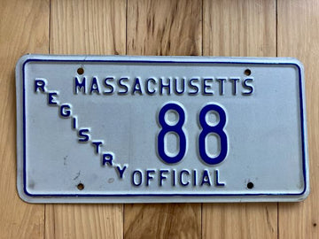 Massachusetts Registry Official License Plate