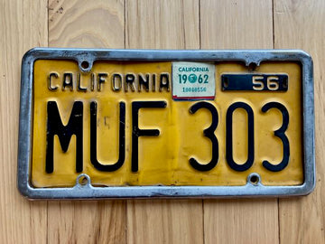 1956 California License Plate With Frame