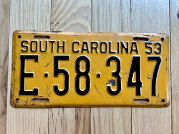 1953 South Carolina License Plate