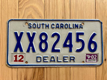 2002 South Carolina Dealer License Plate