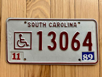 1989 South Carolina Disabled License Plate