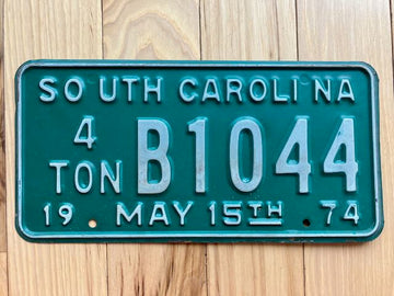 1974 South Carolina 4 Ton Truck License Plate