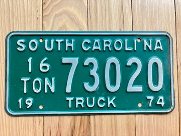 1974 South Carolina 16 Ton Truck License Plate