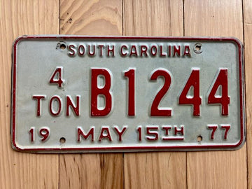 1977 South Carolina 4 Ton License Plate