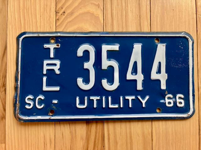 1966 South Carolina Utility Trailer License Plate