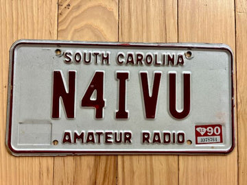 1990 South Carolina Amateur Radio License Plate