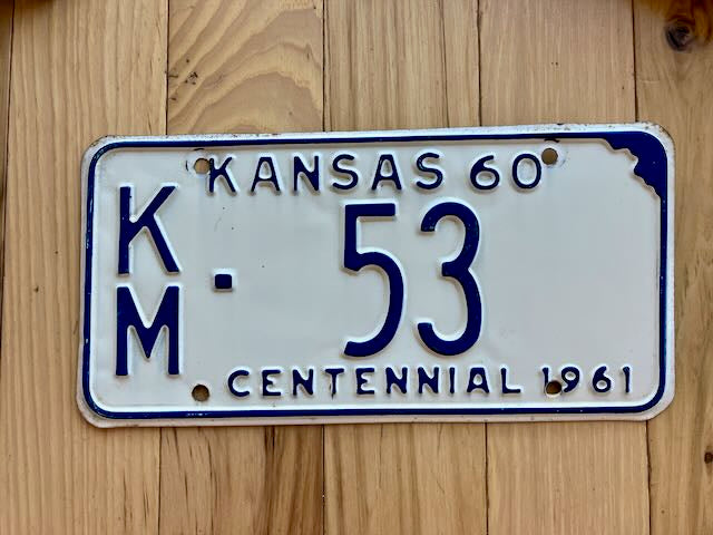 1960 Kansas License Plate - Low Number