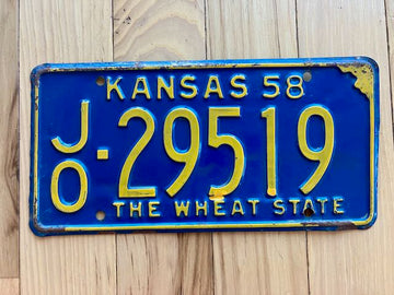 1958 Kansas License Plate