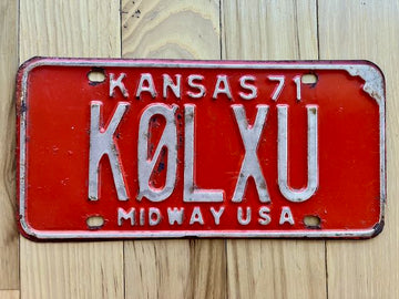 1971 Kansas Amateur Radio Operator License Plate