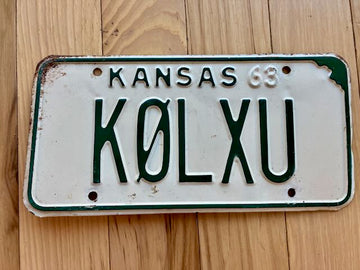 1963 Kansas Amateur Radio Operator License Plate