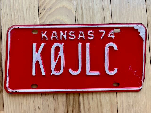 1974 Kansas Amateur Radio Operator License Plate