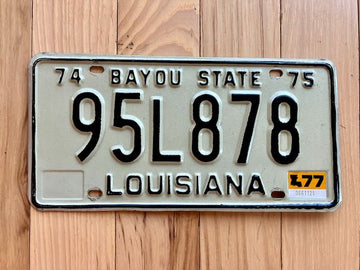 1974/1975 Louisiana License Plate with 1977 Tabs