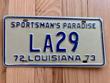 1972/1973 Louisiana State Official License Plate