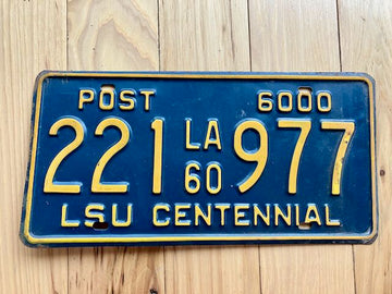 1960 Louisiana LSU Centennial Private Tandem Semi-Trailer (POST) License Plate