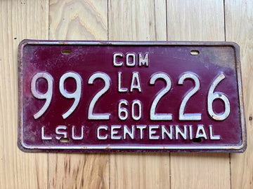 1960 Louisiana LSU Centennial License Plate