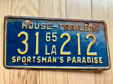 1965 Louisiana House Trailer License Plate