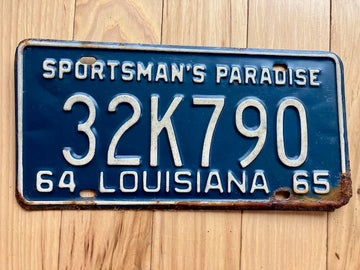 1965 Louisiana Sportsman's Paradise License Plate