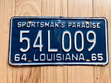 1965 Louisiana Sportsman's Paradise License Plate