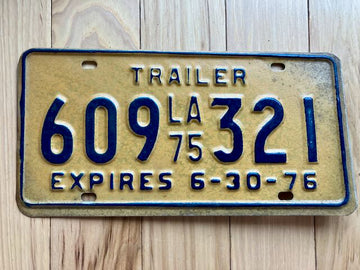 1975 Louisiana Trailer License Plate