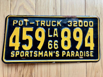 1966 Louisiana Private Truck (POT) License Plate