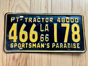 1966 Louisiana PT Tractor License Plate