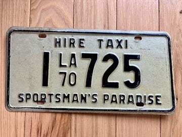 1970 Louisiana Hire Taxi License Plate