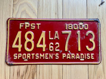 1962 Louisiana Forest Product Semi Trailer (FPST) License Plate