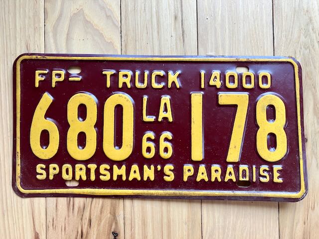 1966 Louisiana Forest Products Truck (FP) License Plate