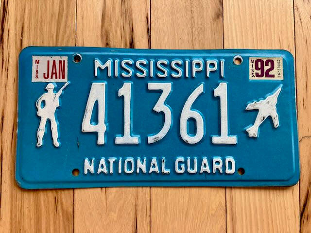 1992 Mississippi National Guard License Plate
