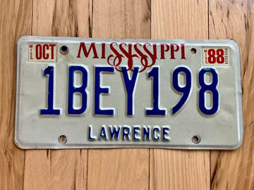 1988 Mississippi Lawrence County License Plate