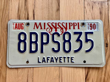 1990 Mississippi Lafayette County License Plate