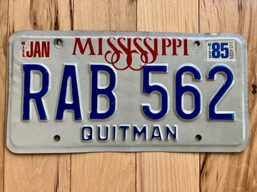 1985 Mississippi Quitman County License Plate