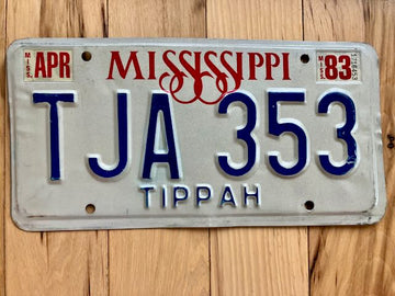 1983 Mississippi Tippah County License Plate