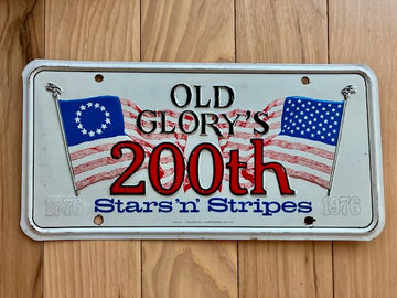 Old Glory's 200th Booster License Plate Metal Booster License Plate