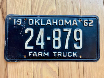 1962 Oklahoma Farm Truck License Plate