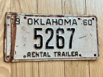 1960 Oklahoma Rental Trailer License Plate