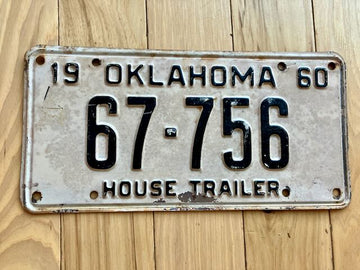 1960 Oklahoma House Trailer License Plate