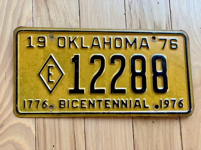 1976 Oklahoma Exempt Bicentennial License Plate