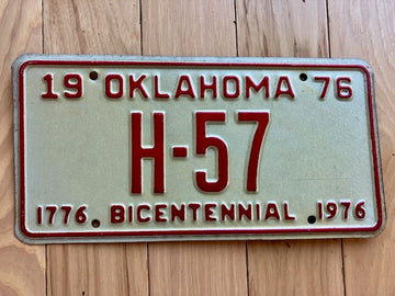 1976 Oklahoma Bicentennial License Plate