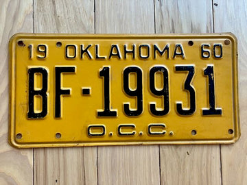1960 Oklahoma OCC Bulk Freight Trucking Permit License Plate