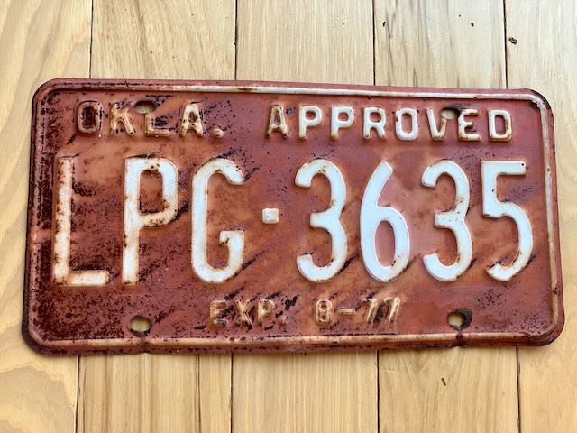 1977 Oklahoma Approved Liquified Propane Gas License Plate