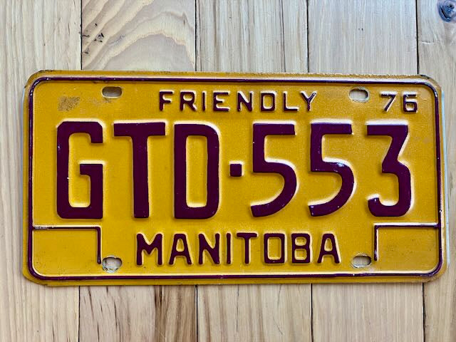 1976/1978 Manitoba License Plate
