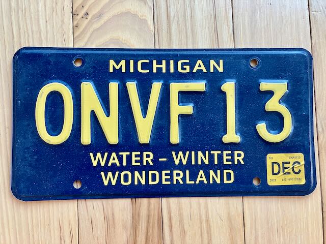 Retro 1967 Style Michigan Water- Winter Wonderland License Plate