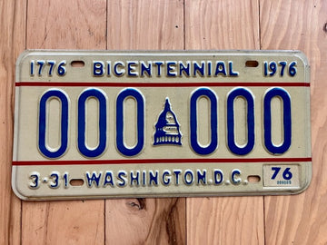 1976 Washington DC Sample License Plate