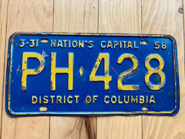 1958 Washington DC Nation's Capital License Plate