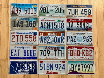 Gift Set of 15 Craft/Worn Condition License Plates