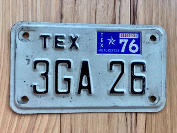 1976 Texas Motorcycle License Plate