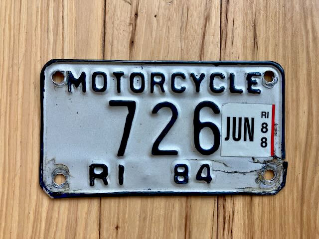 1984/1988 Rhode Island Motorcycle License Plate