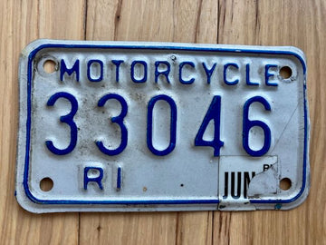 1980s Base Rhode Island Motorcycle License Plate